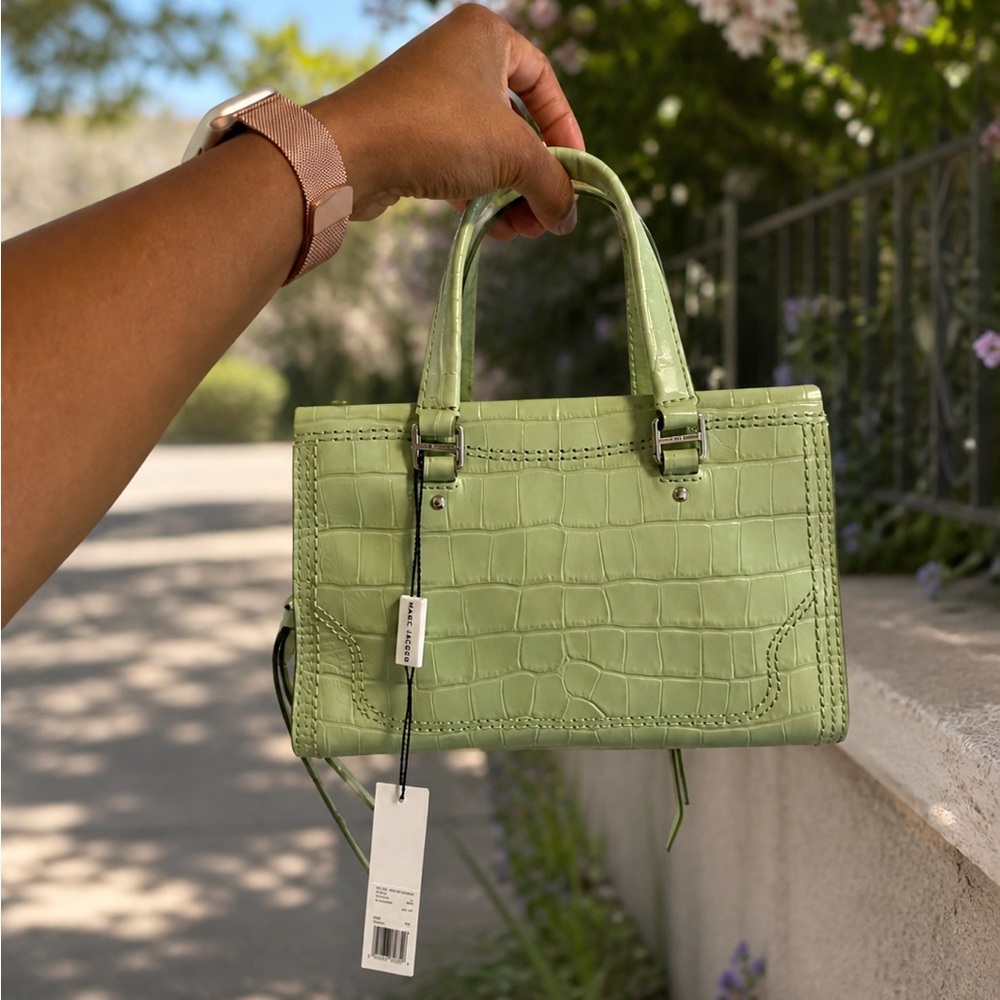 Marc Jacobs Mini Cruiser Leather Satchel - PEAR Color Croc Design NWT - Picture 3 of 17